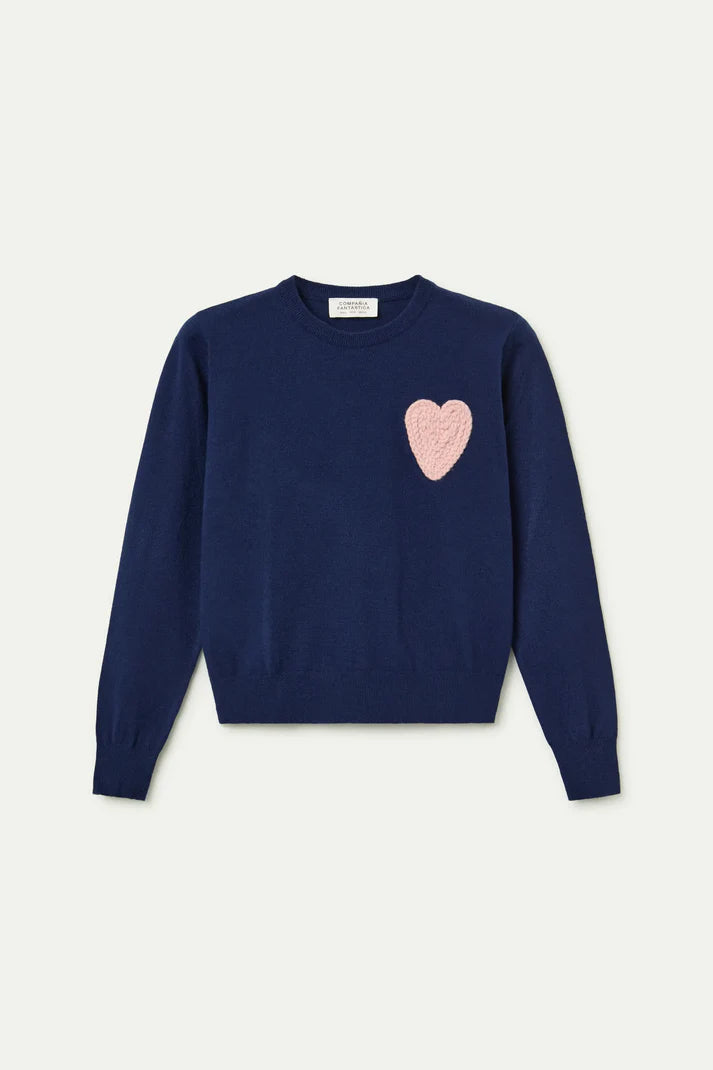 MAGLIA BLU CUORE ROSA COMPANIA FANTASTICA