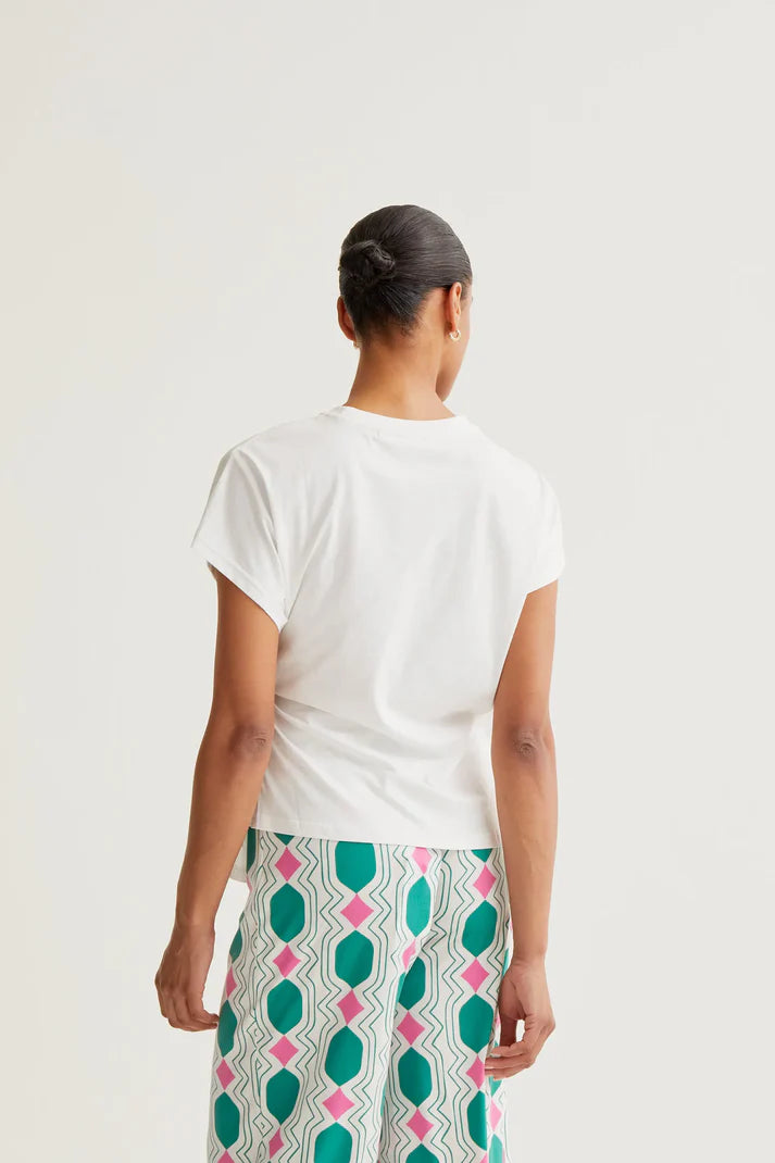 T-SHIRT BIANCA CON NODO LATERALE COMPANIA FANTASTICA