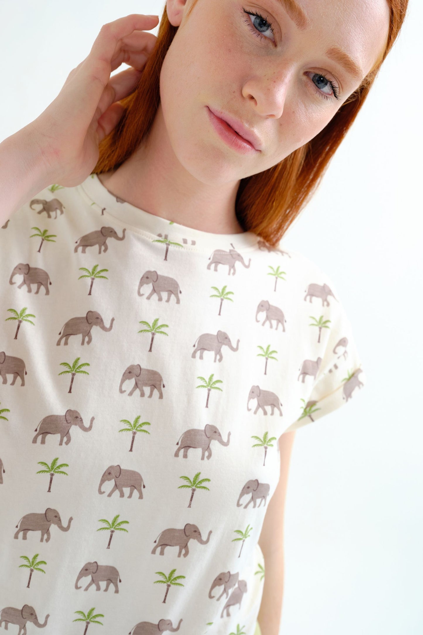 T-SHIRT STAMPA PALMA E ELEFANTE COMPANIA FANTASTICA