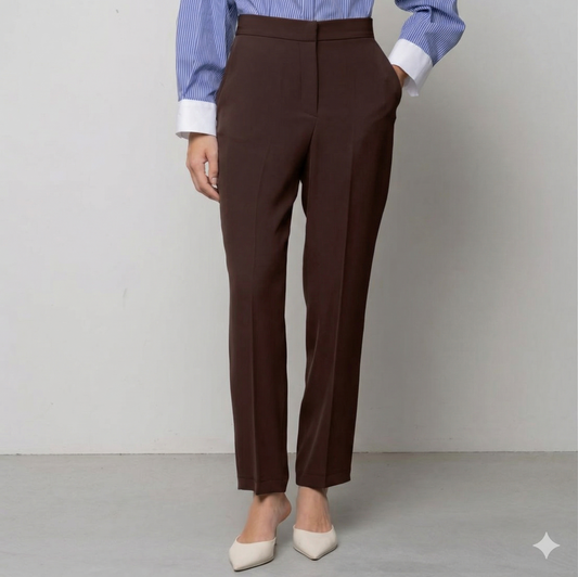 PANTALONI A SIGARETTA CON ELASTICO CIOCCOLATO KAOS