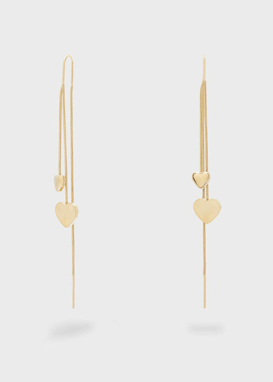 ORECCHINI LUNGHI DUE CUORI ORO NALÌ