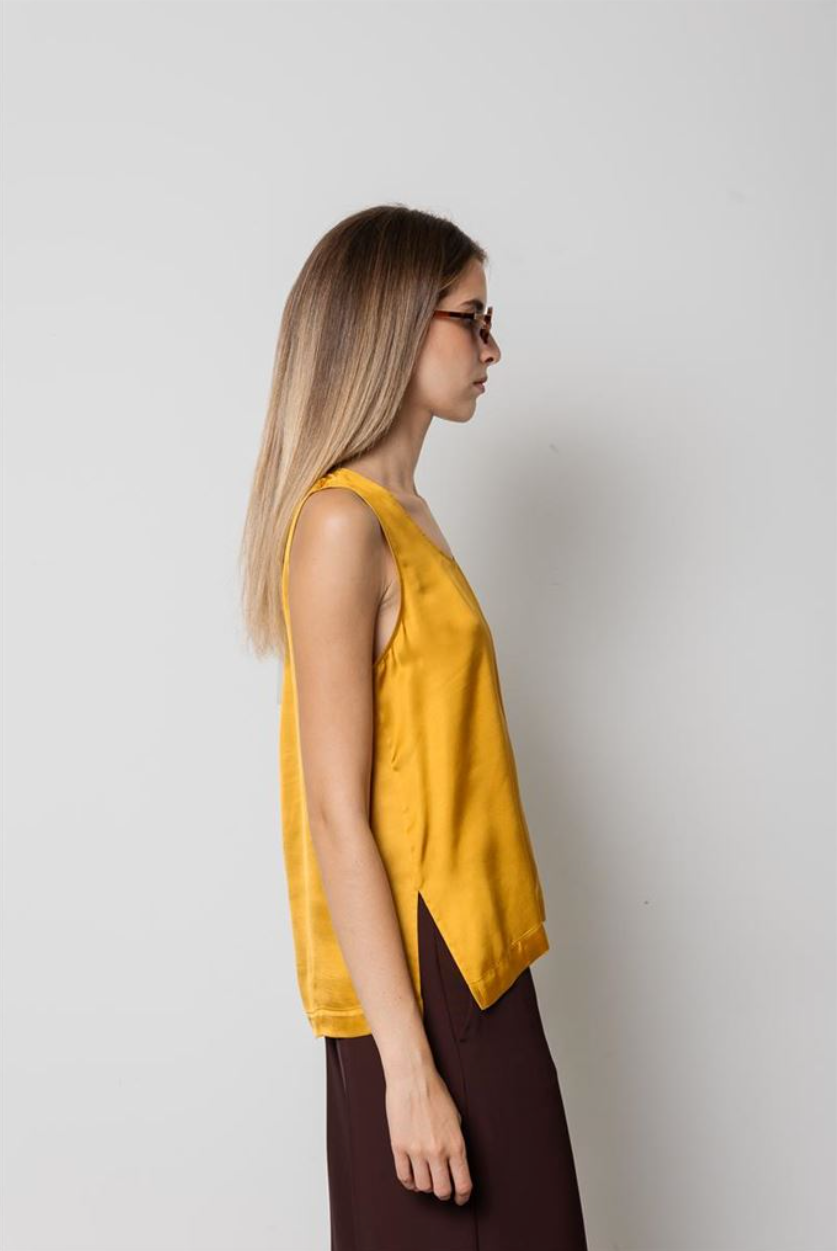 TOP DI RASO ZAFFERANO KAOS