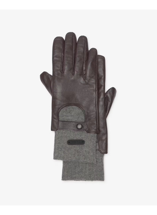 GUANTO IN PELLE E LANA CHOCOLATE 45976-13 YERSE