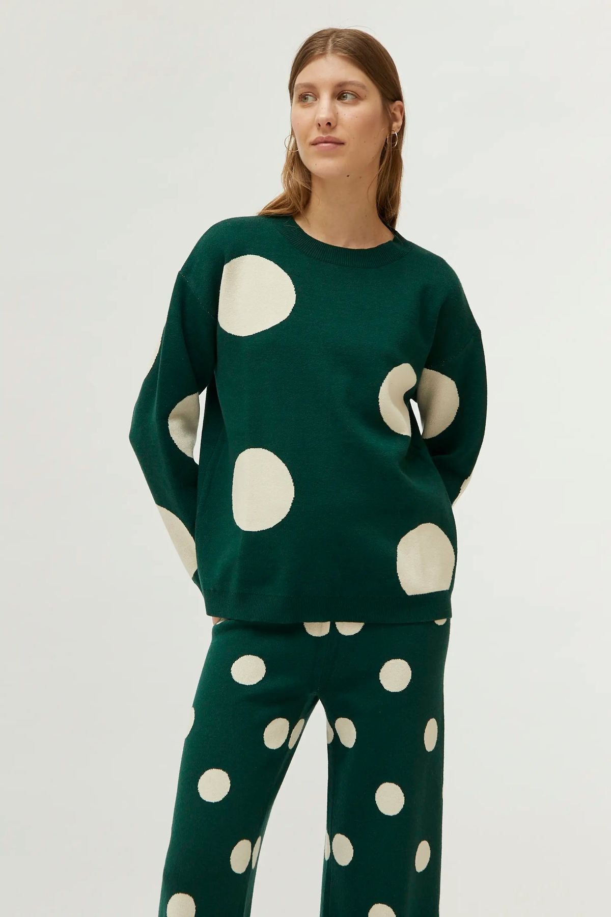 MAGLIA VERDE JACQUARD CON POIS PANNA COMPANIA FANTASTICA