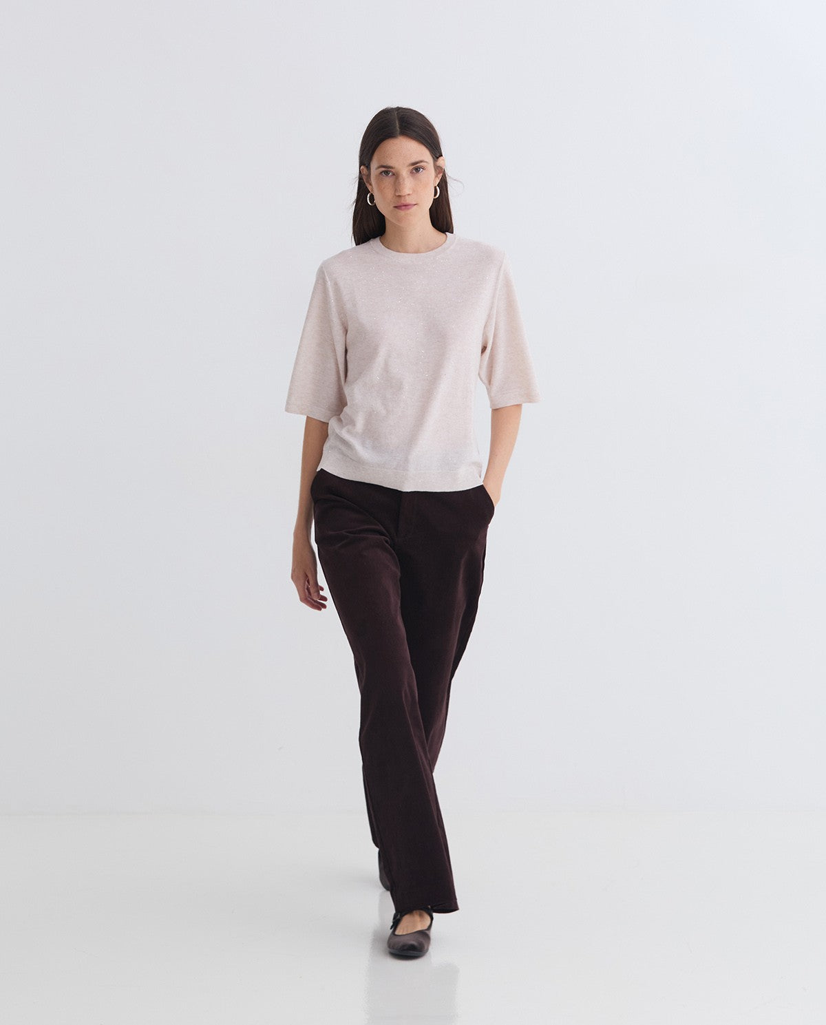 MAGLIONE ECRÙ CON PAILLETTES YERSE