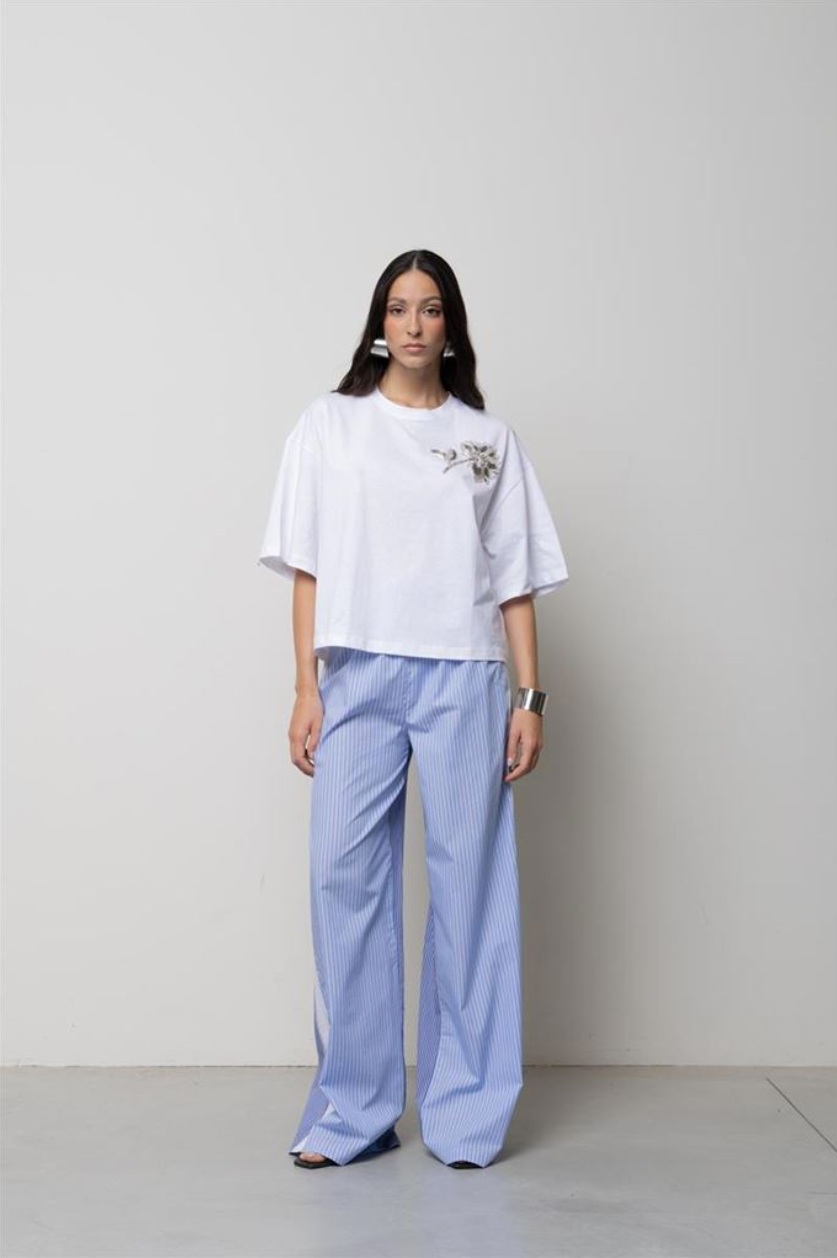 T-SHIRT RICAMO BIANCA KAOS