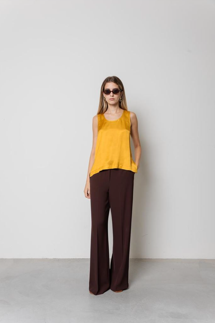 TOP DI RASO ZAFFERANO KAOS