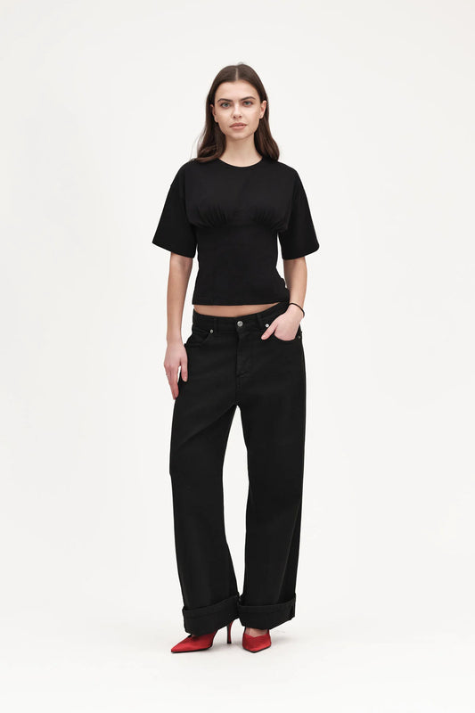 T-SHIRT CON TAGLIO E DRAPPEGGIO WHITE WISE