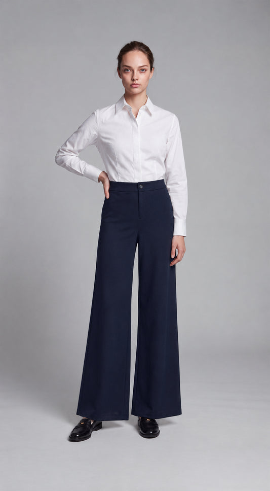 PANTALONE PALAZZO PUNTO MILANO BLU CROCHÈ