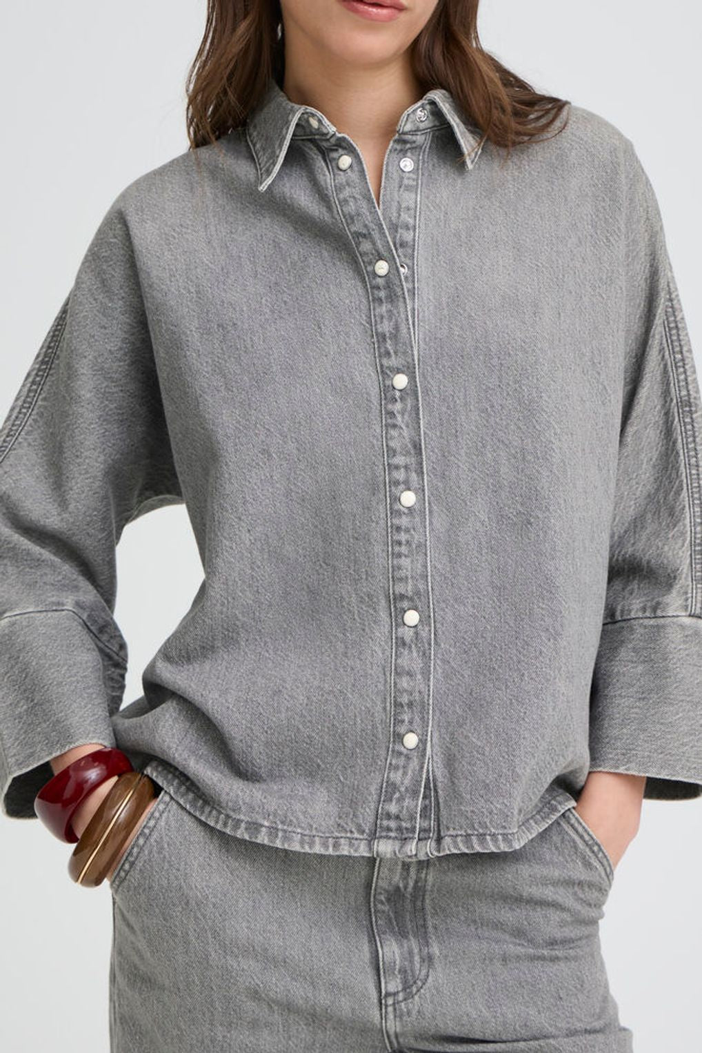 CAMICIA DENIM GRIGIO BYKIMU SHIRT B.YOUNG