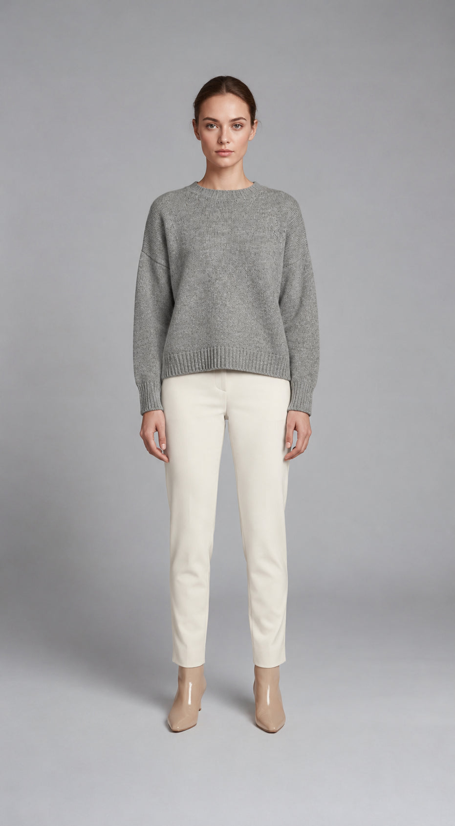 MAGLIA PARICOLLO PURA LANA GRIGIO CROCHÈ