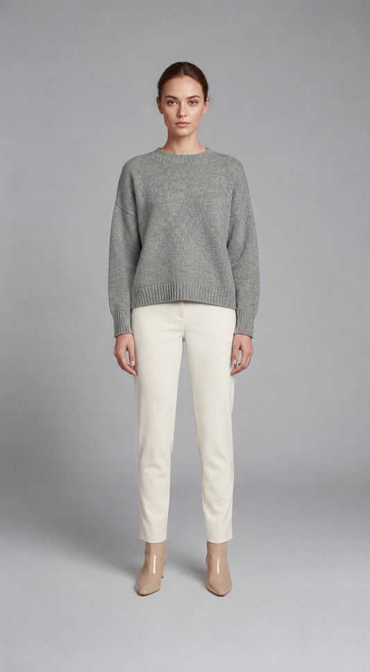 MAGLIA PARICOLLO PURA LANA GRIGIO CROCHÈ