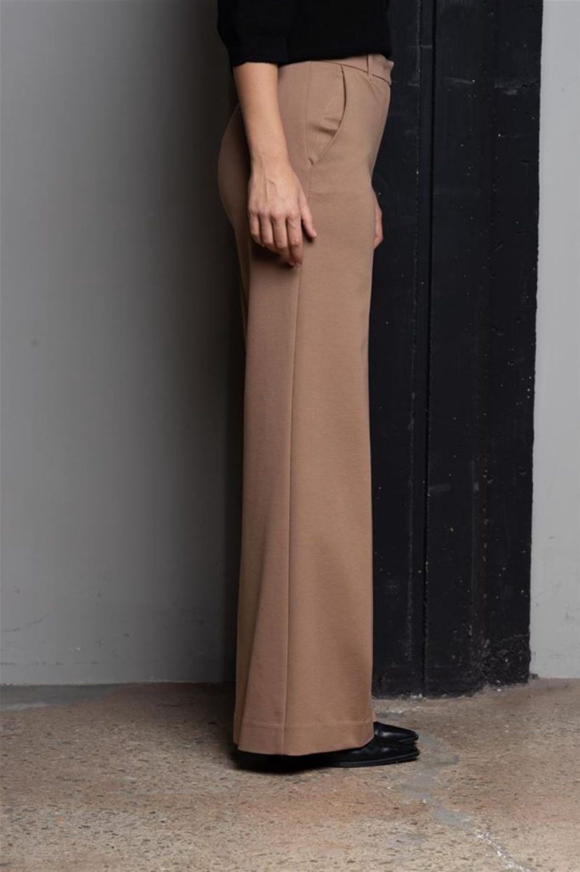 PANTALONI WIDE LEG IN PUNTO MILANO CAMMELLO KAOS JEANS