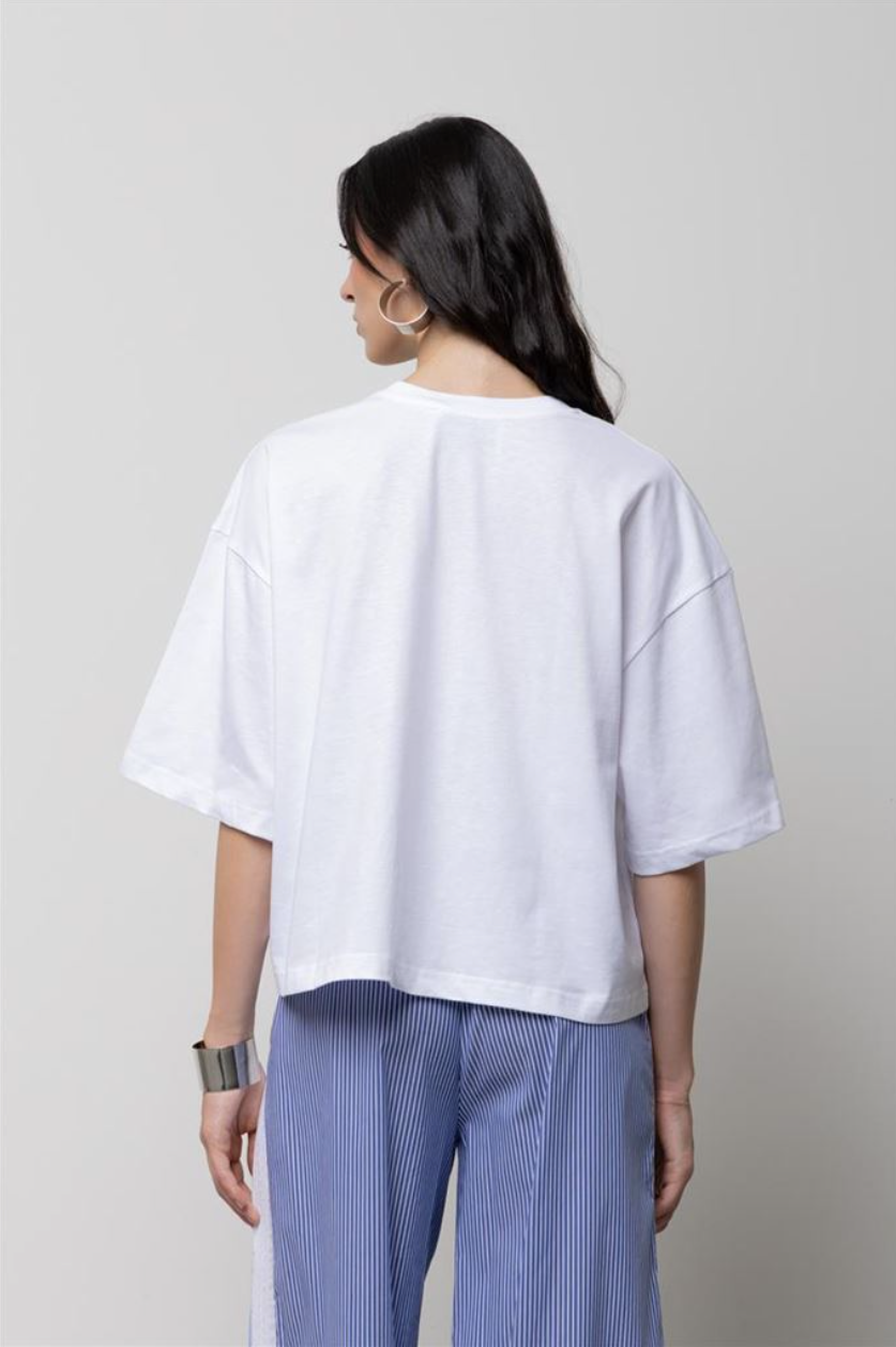 T-SHIRT RICAMO BIANCA KAOS