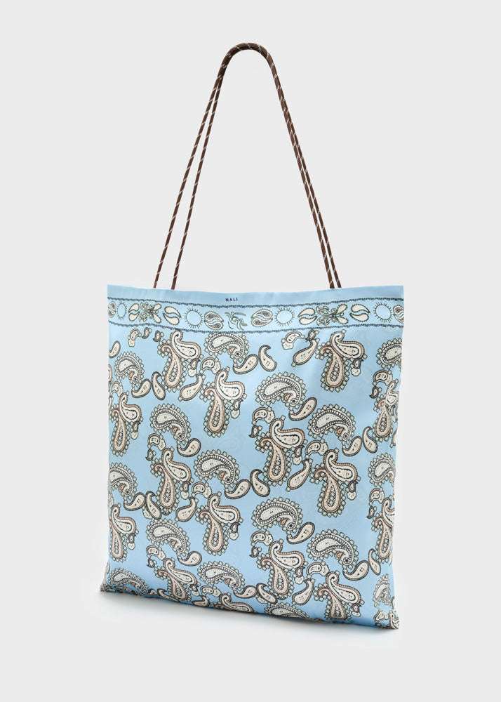 BORSA PEONY BANDANA STAMPA PAISLEY CELESTE NALÌ