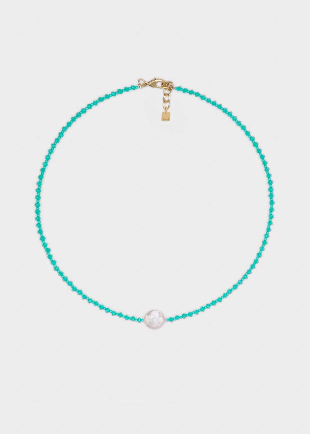 COLLANA PERLINE AZZURRE E PERLA BIANCA NALÌ