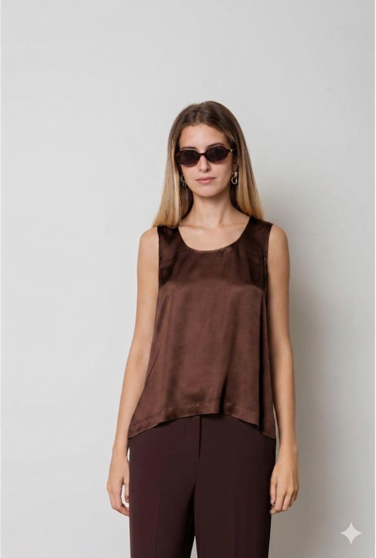 TOP DI RASO CIOCCOLATO KAOS