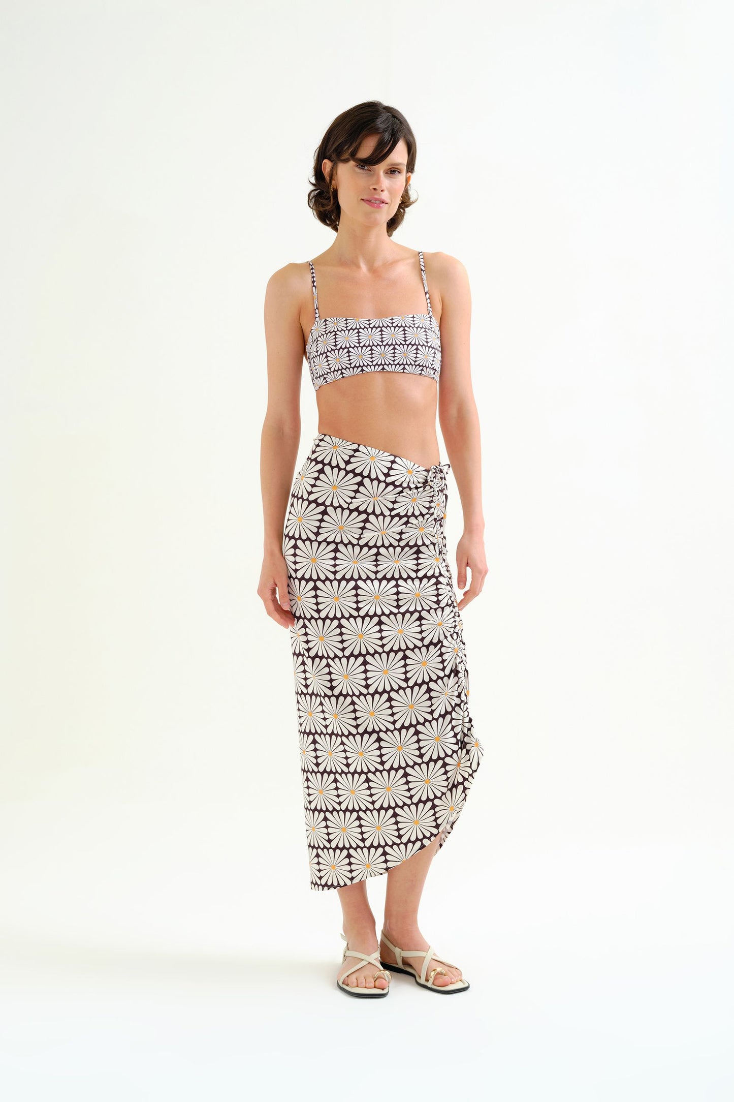 GONNA MIDI FANTASIA OLIVE FLOWER BLACK