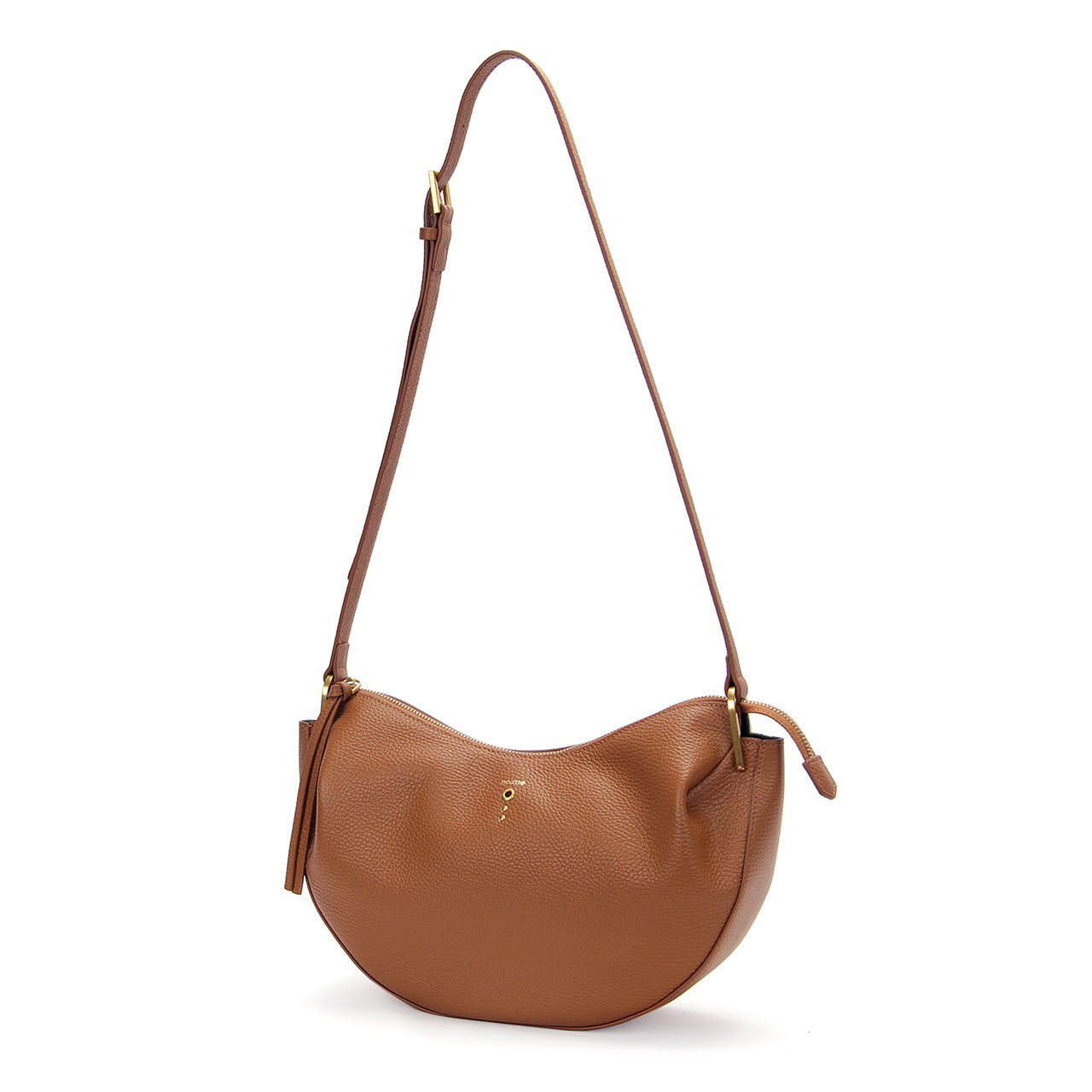 BORSA AGAVE MEZZA LUNA MARTELLATO TOBACCO NO:RAE