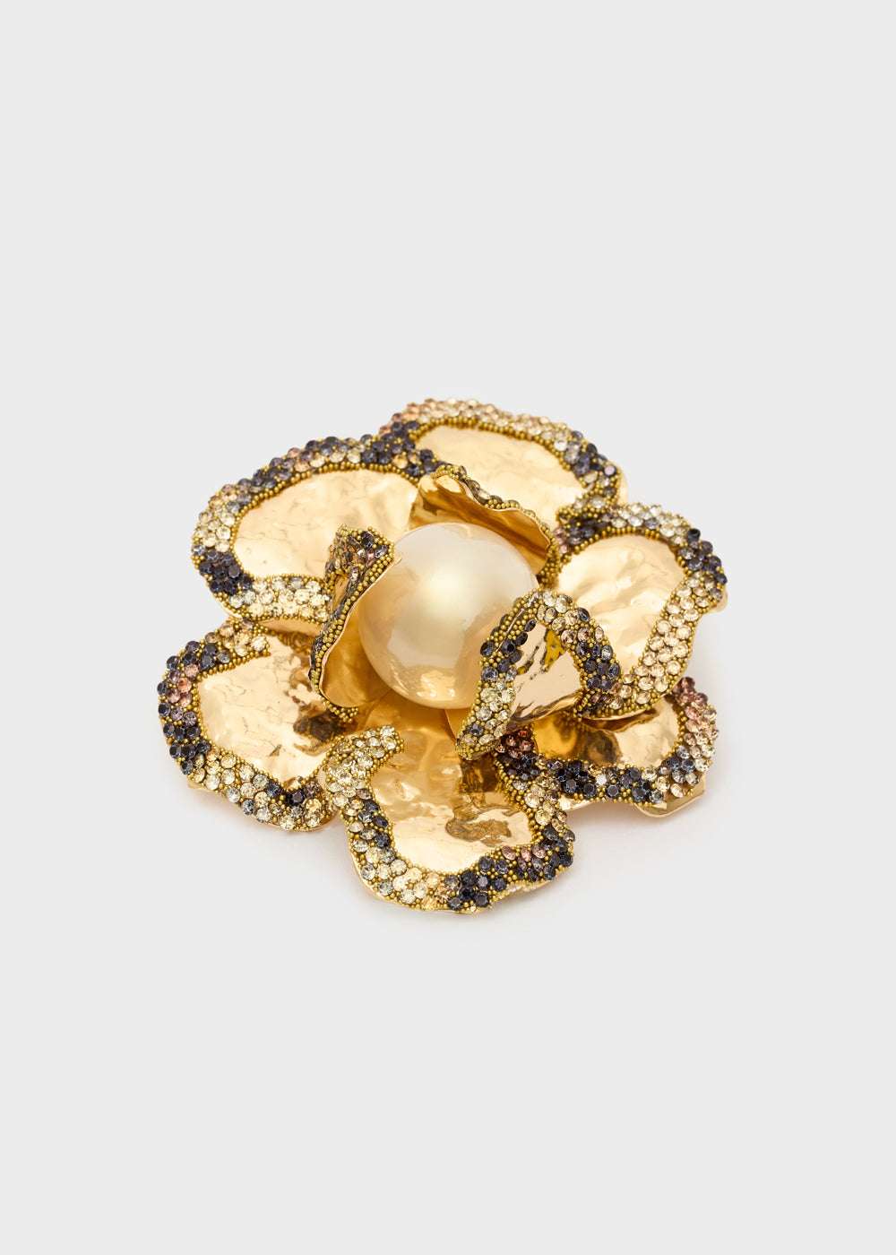 SPILLA FIORE CON PERLA E PIETRE ORO NALÌ