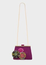 POCHETTE MARBELLA IN PAGLIA+FIORI FUCSIA NALÌ
