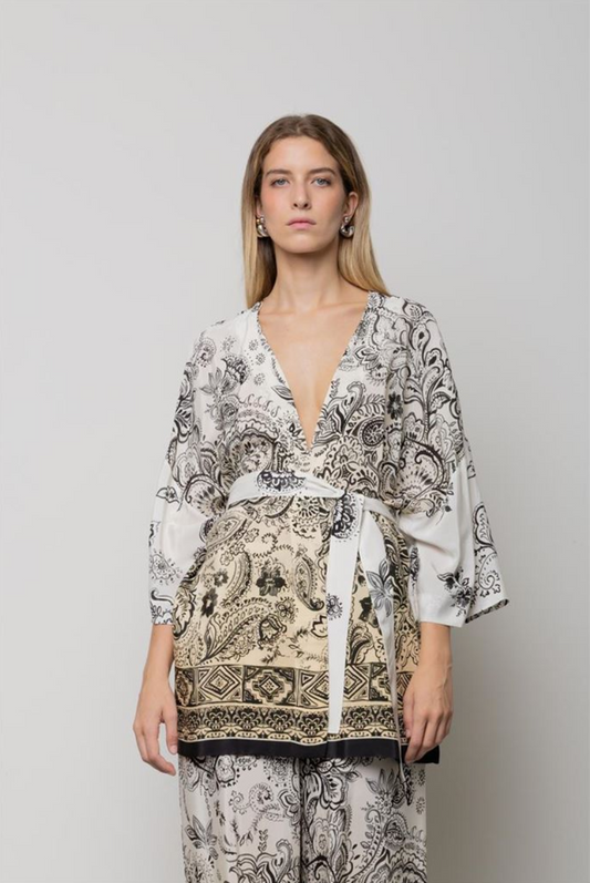 KIMONO IN HABOTAY CON STAMPA CACHEMIRE DEGRADE’ KAOS