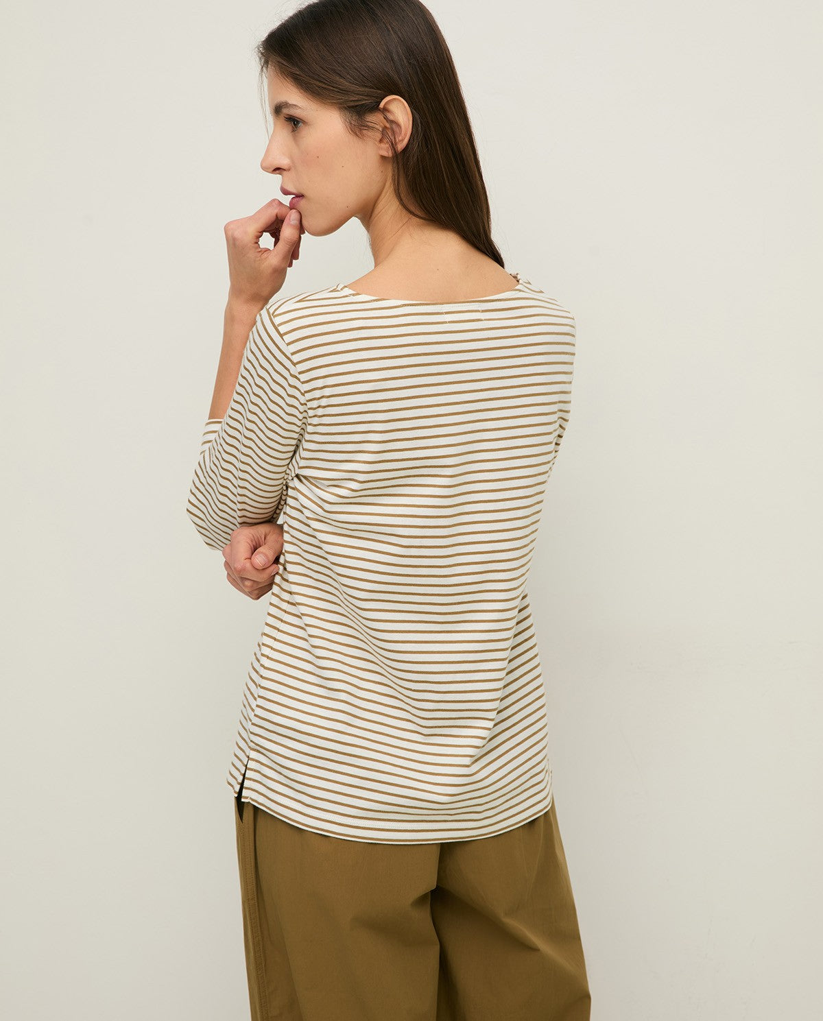 T-SHIRT BASIC A RIGHE BARCA VERDE YERSE