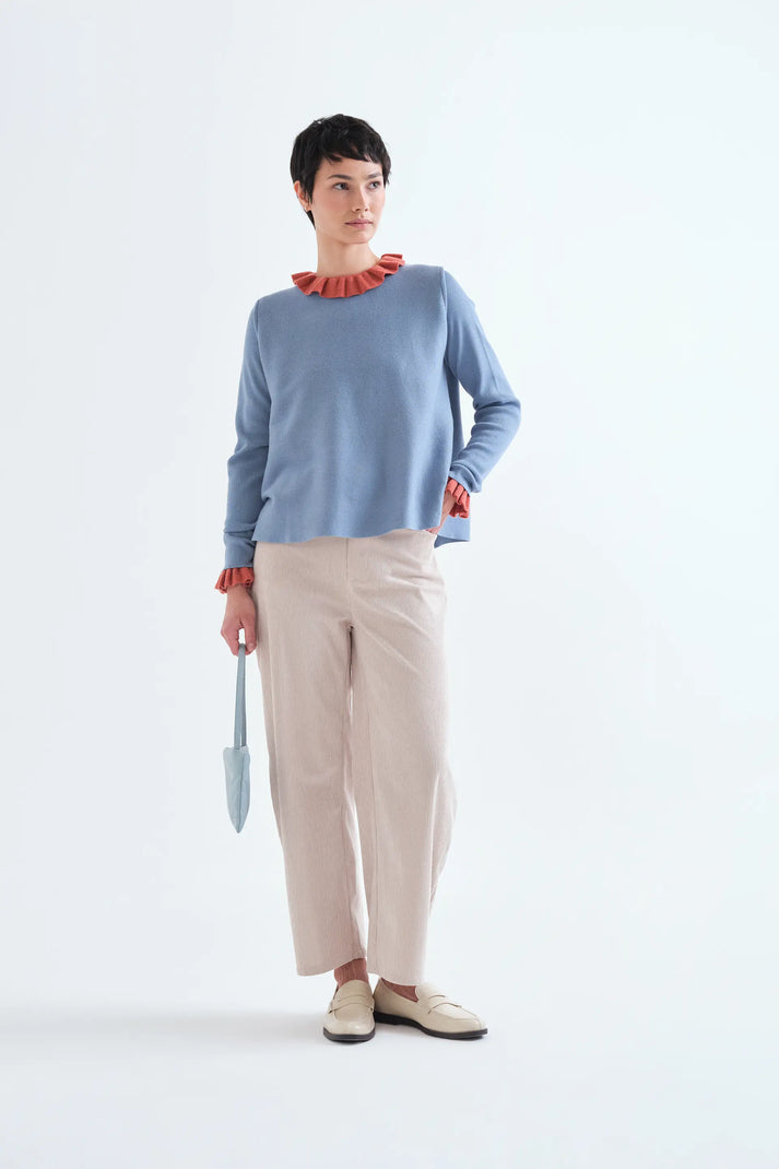 PANTALONE CROPPED VELLUTO A COSTE 63C/11033 OFF WHITE COMPANIA FANTASTICA