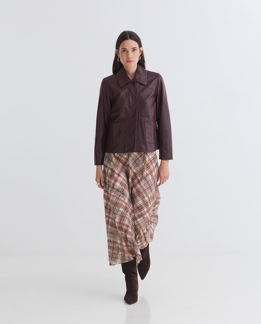 GONNA MIDI IN VISCOSA A QUADRI ECRÙ YERSE