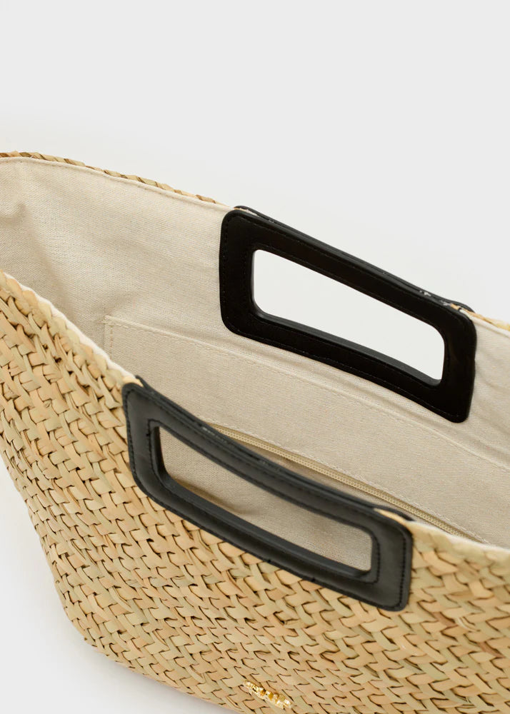 BORSA OLIVIA A MANO+TRACOLLA PAGLIA NERO NALÌ