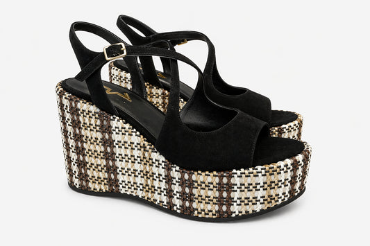 Sandali Zeppa Neri Cinturino Incrociato MARC ELLIS