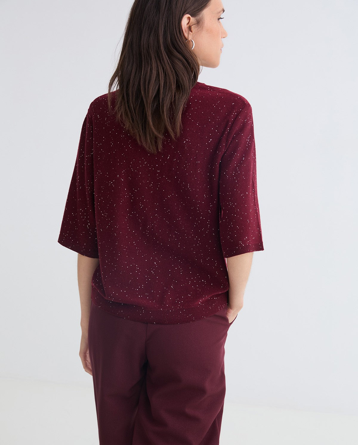 MAGLIONE BORDEAUX CON PAILLETTES YERSE