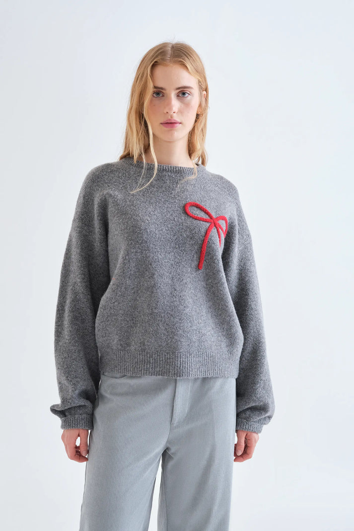 MAGLIA GIROCOLLO GRIGIO CON FIOCCO 63C/10404 COMPANIA FANTASTICA