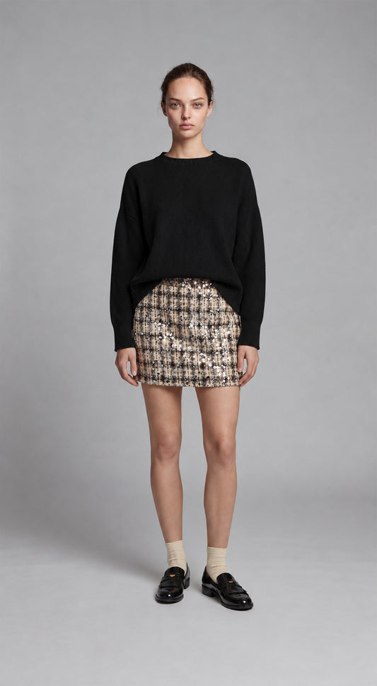 MAGLIA PARICOLLO PURA LANA NERO CROCHÈ