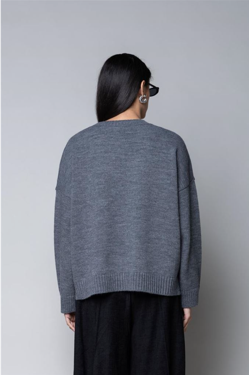 MAGLIA JACQUARD ROMBI GIROCOLLO GRIGIO KAOS