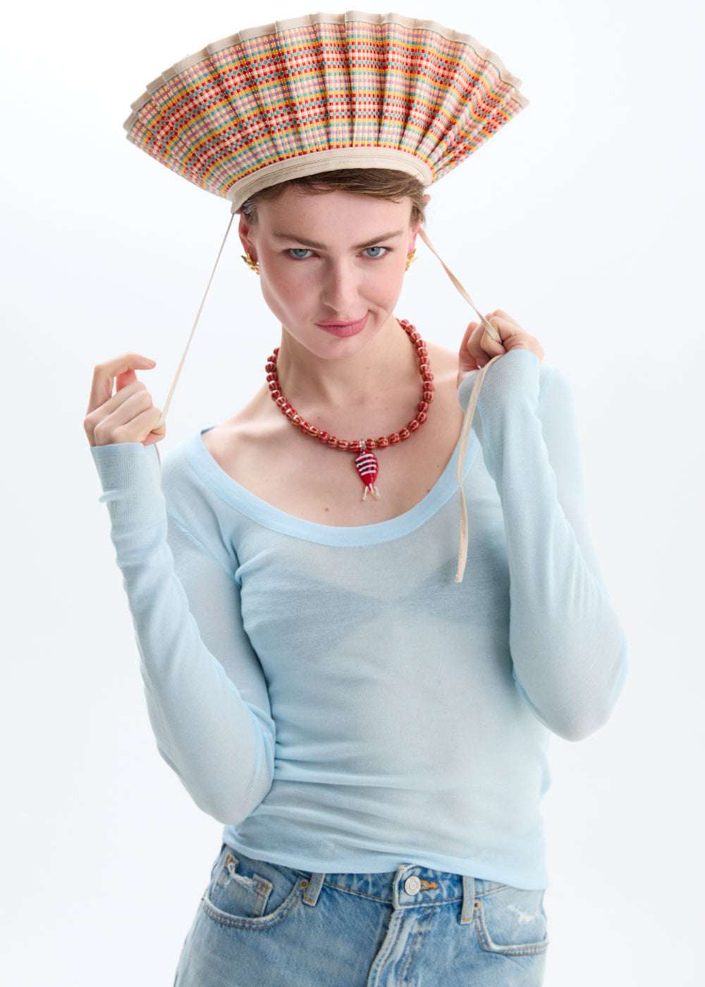 CAPPELLO JING PLISSE' + DUSTBAG BEIGE NALÌ