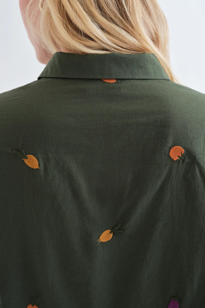 CAMICIA 100% COTONE CON RICAMI VEGETALI 63C/41011 VERDE COMPANIA FANTASTICA