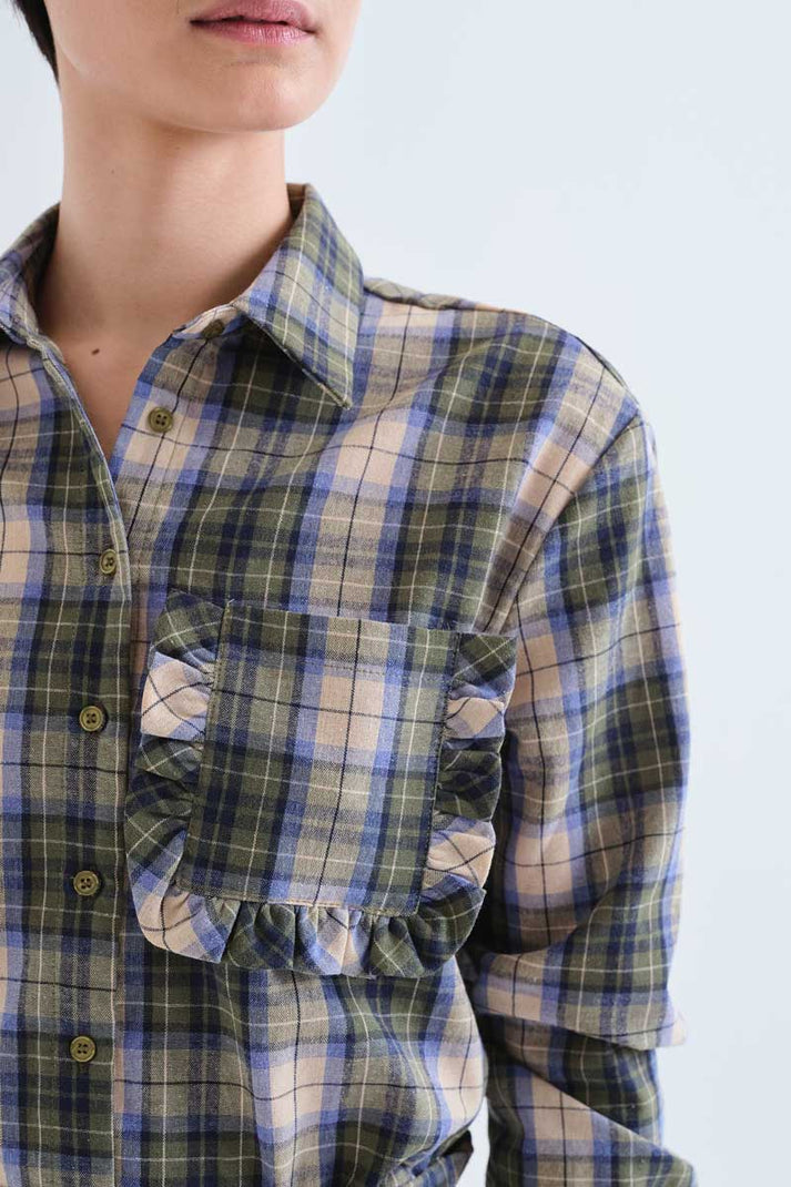 CAMICIA 100% COTONE STAMPA QUADRI VERDE 63C/11015 COMPANIA FANTASTICA