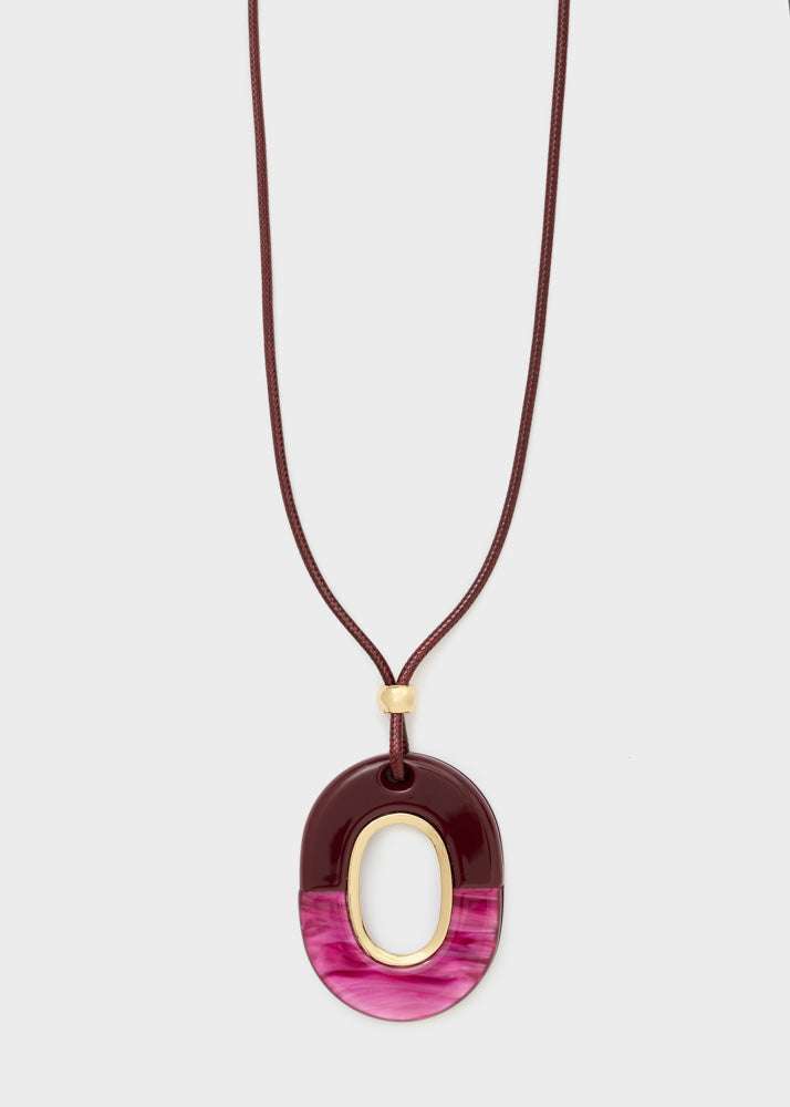 COLLANA VALE PENDENTE OVALE  RESINA VIOLA NALÍ