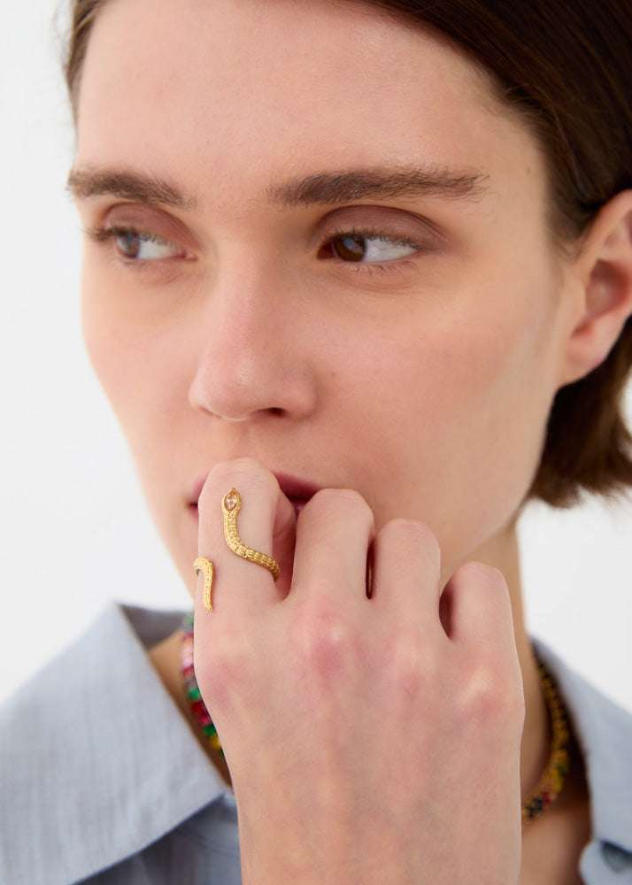 ANELLO SNAKE CON PIETRA ACC.INO ORO NALÍ