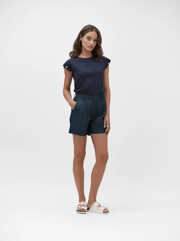 SHORTS IN CHAMBRAY WHITE WISE