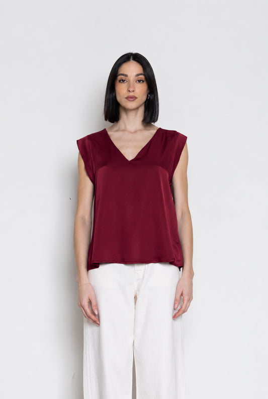 TOP SCOLLO A V IN RASO INDIA KAOS JEANS