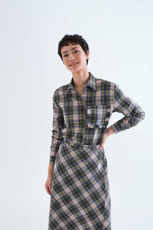 CAMICIA 100% COTONE STAMPA QUADRI VERDE 63C/11015 COMPANIA FANTASTICA