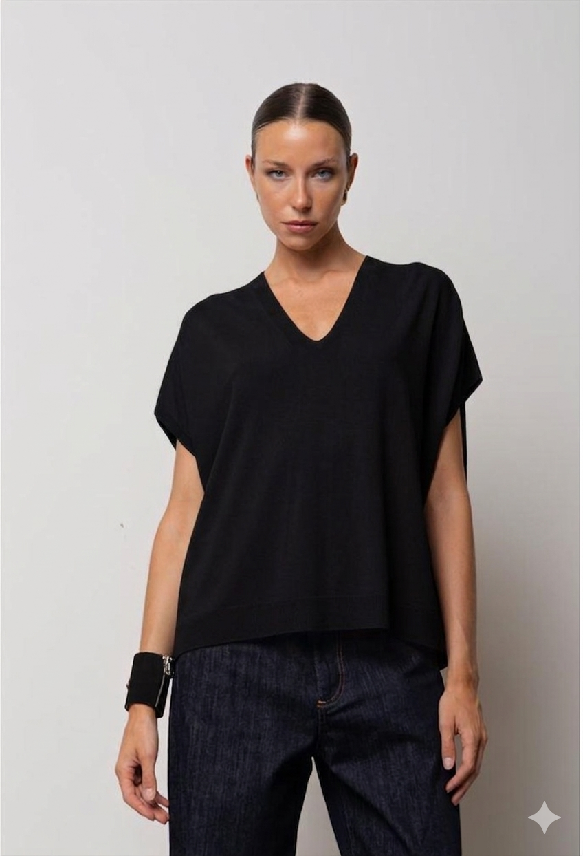 Maglia Oversize con Scollo a V  NERO KAOS JEANS