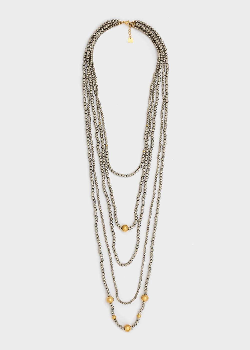 COLLANA MULTIFILO CON PERLINE ORO\EMATITE NALÍ