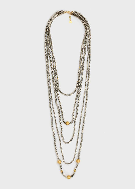 COLLANA MULTIFILO CON PERLINE ORO\EMATITE NALÍ