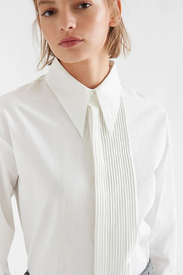 CAMICIA BIANCA 100% COTONE CON DETTAGLIO PIEGHE 64C/11162 COMPANIA FANTASTICA