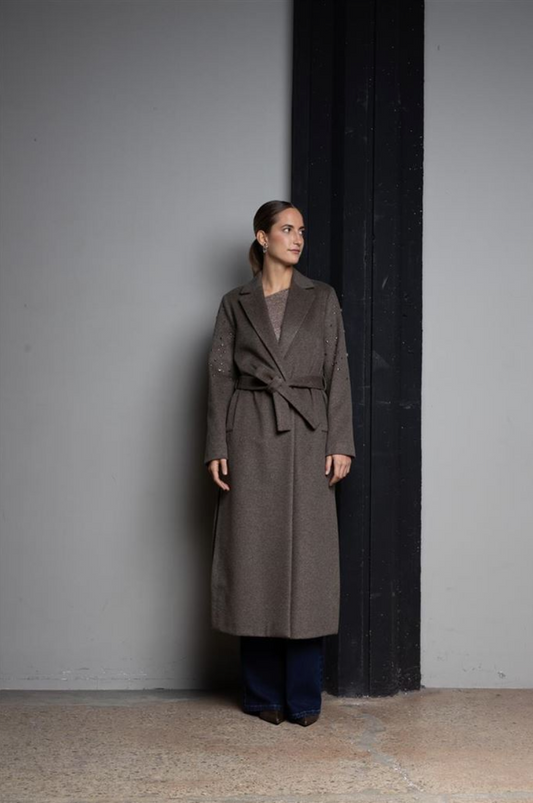 CAPPOTTO LUNGO A VESTAGLIA CON APPLICAZIONE CABOCHON KAOS JEANS