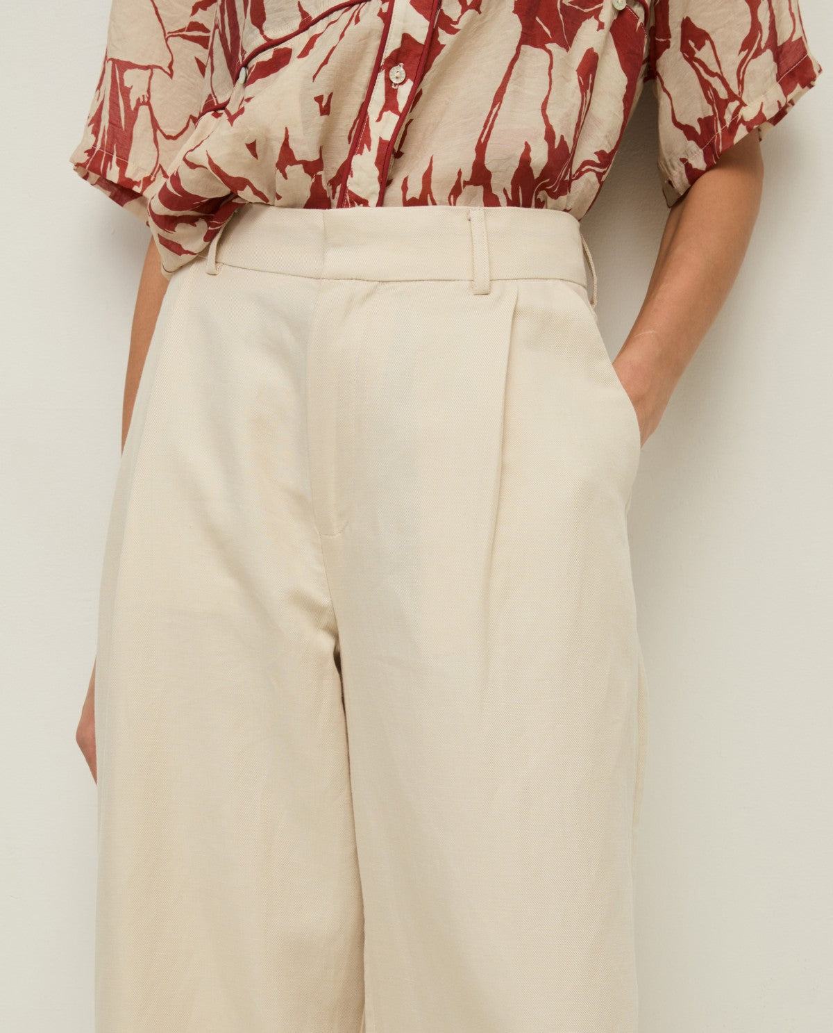 PANTALONE PALAZZO MISTO LINO ECRU YERSE