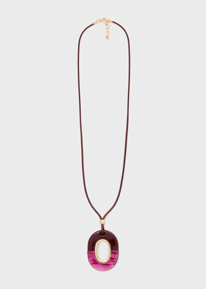 COLLANA VALE PENDENTE OVALE  RESINA VIOLA NALÍ